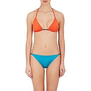 Milly Cabana Women's Cabo Solid Triangle Bikini Top Orange Sz S NWOT 95